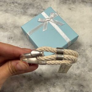 NWT Allison Cole Silver and Cream Rope Bracelet, Size M
